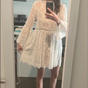 Zara White Lace Embroidered dress